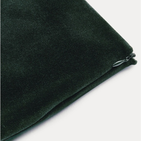 ZARA green velour straight cut cropped pants size extra large - Picture 8 of 12